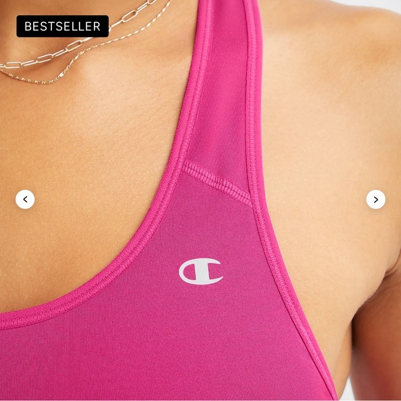 New Champion Compression Sports Bra, C Logo color Fantastic Fuchsia M/L - Picture 3 of 7